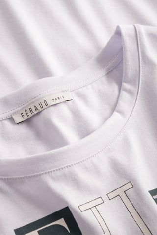 T-shirt Casual Chic, Βισκοζένιο με Lettering Τύπωμα