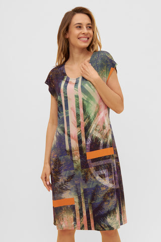 Φόρεμα Θαλάσσης, Palm Print, Βισκοζένιο