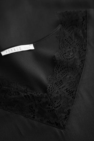 Νυχτικό Couture από Οργανικό Μετάξι με Δαντέλα