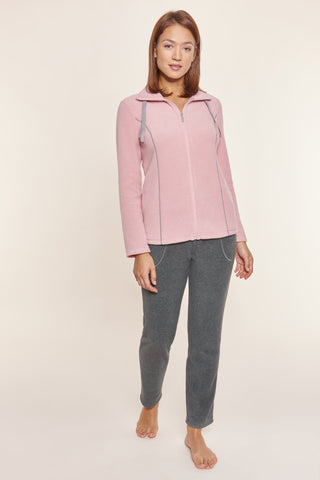 Homewear Κοστούμι Σπιτιού Φλισένιο με Ζακέτα με Φερμουάρ