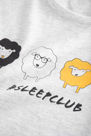 T-shirt Μελανζέ, Βαμβακερό 100%, Τύπωμα Cute Προβατάκια