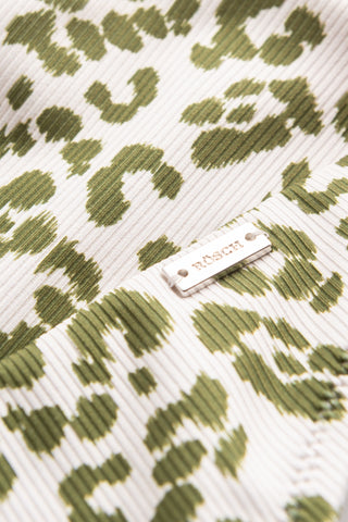 Μαγιό Σλιπ Rib, Animal Print, με Πλαϊνό Δέσιμο