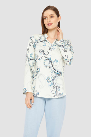 Πυζάμα Μακρυμάνικη, Paisley Print, 100% Βαμβάκι