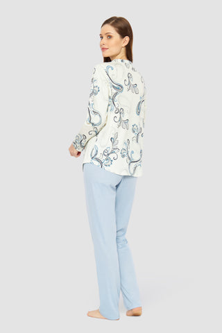 Πυζάμα Μακρυμάνικη, Paisley Print, 100% Βαμβάκι