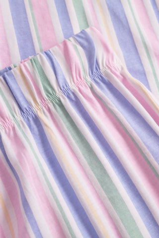 Πυζάμα ολοβάμβακη με ριγέ παντελόνι σε παστέλ αποχρώσεις