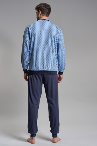 Ανδρική Πυζάμα, Χειμερινή, V Λαιμόκοψη από 100% Βαμβάκι