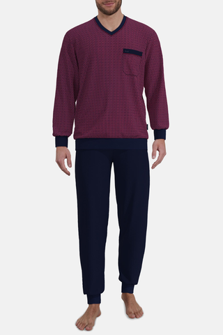Ανδρική Πυζάμα, Χειμερινή, Γεωμετρικό Print, 100% Βαμβάκι