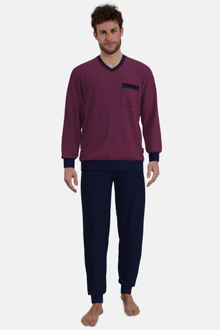 Ανδρική Πυζάμα, Χειμερινή, Γεωμετρικό Print, 100% Βαμβάκι