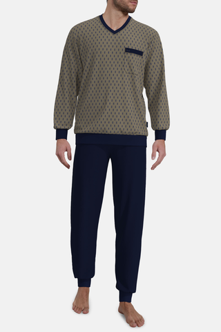 Ανδρική Πυζάμα, V Λαιμόκοψη, Geometric Print, από 100% Βαμβάκι